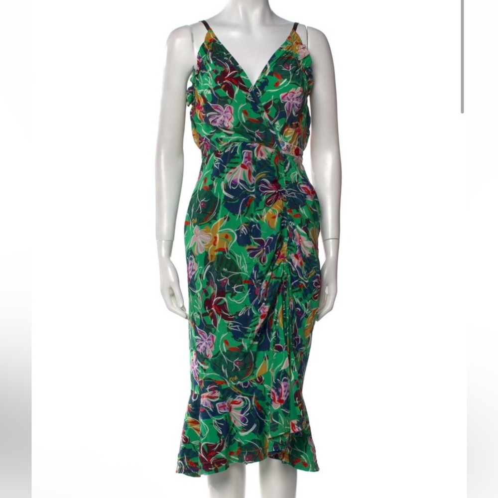 Saloni Jennie Emerald Green Floral Midi Dress - Picture 5 of 8